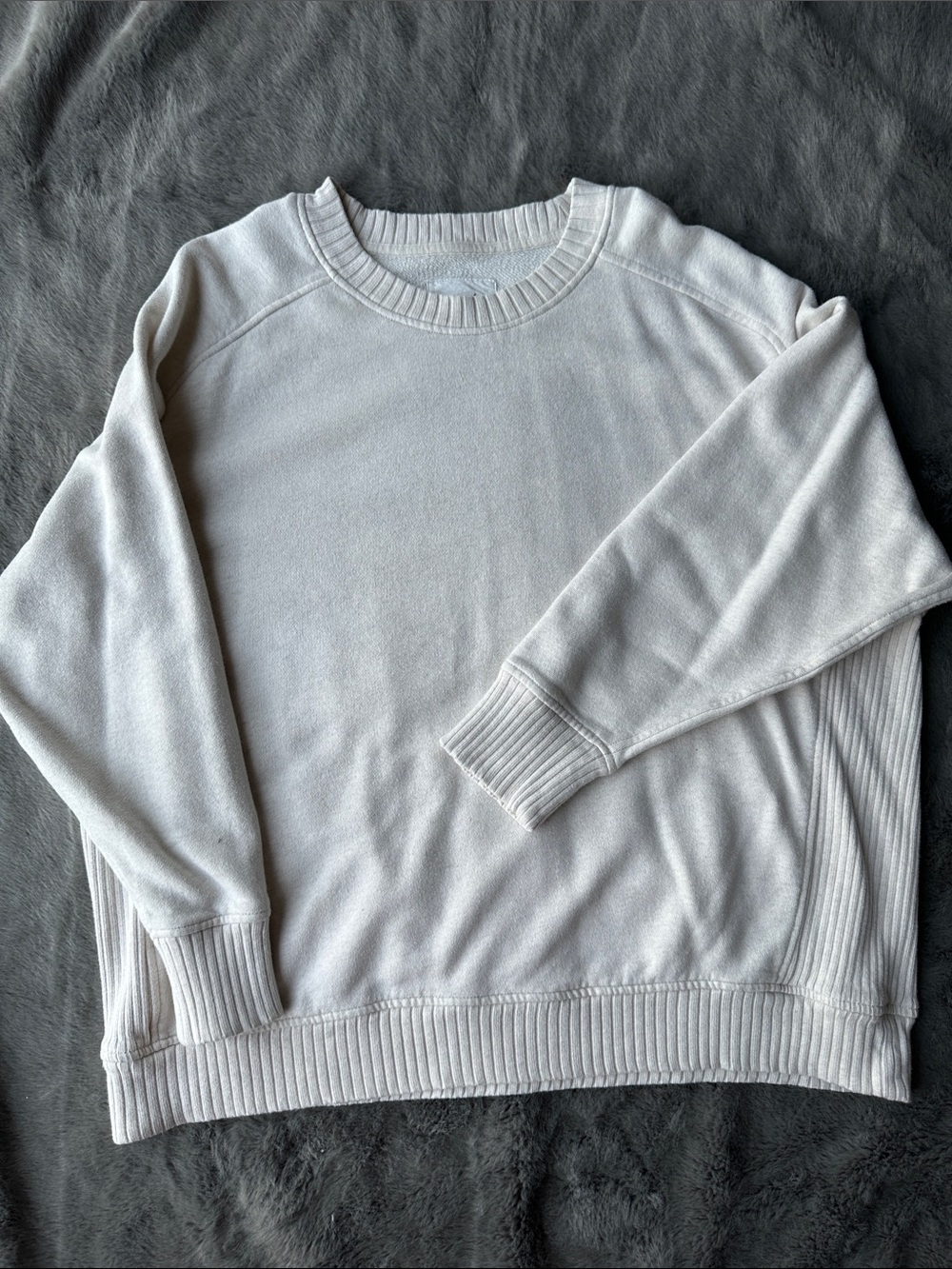 aerie Cream V-Neck Pullover Sweatshirt